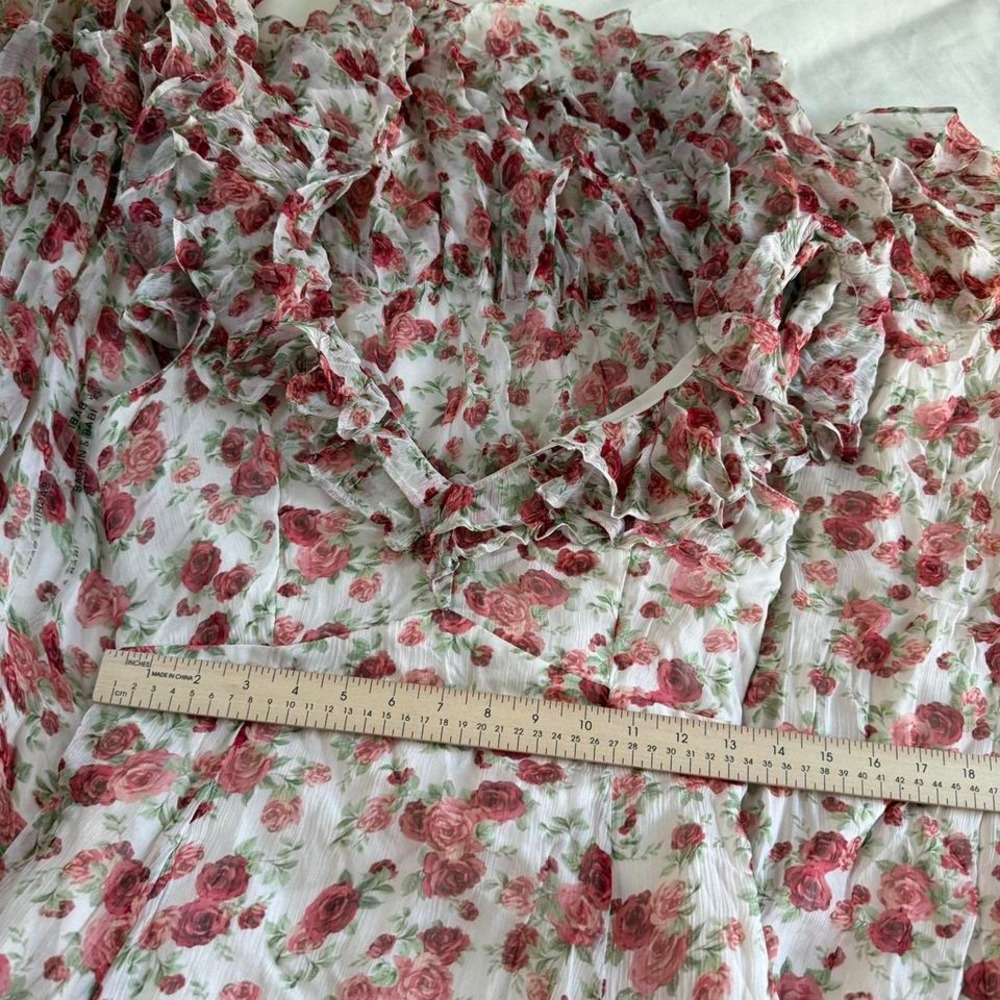 Ivy gown sold by anthropologie pink rose chiffon maxi dress Sachin & Babi size 4 - Picture 4 of 5
